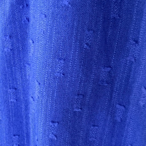 Talbots 2X Plus Blue Textured Smocked Blouse Cotton Viscose Coastal Swiss Dot - Picture 8 of 12